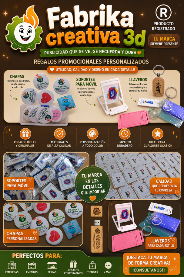 Descubre el merchandising corporativo p Fabrika creativa 3D: productos personalizados y servicios de impresión 3D.